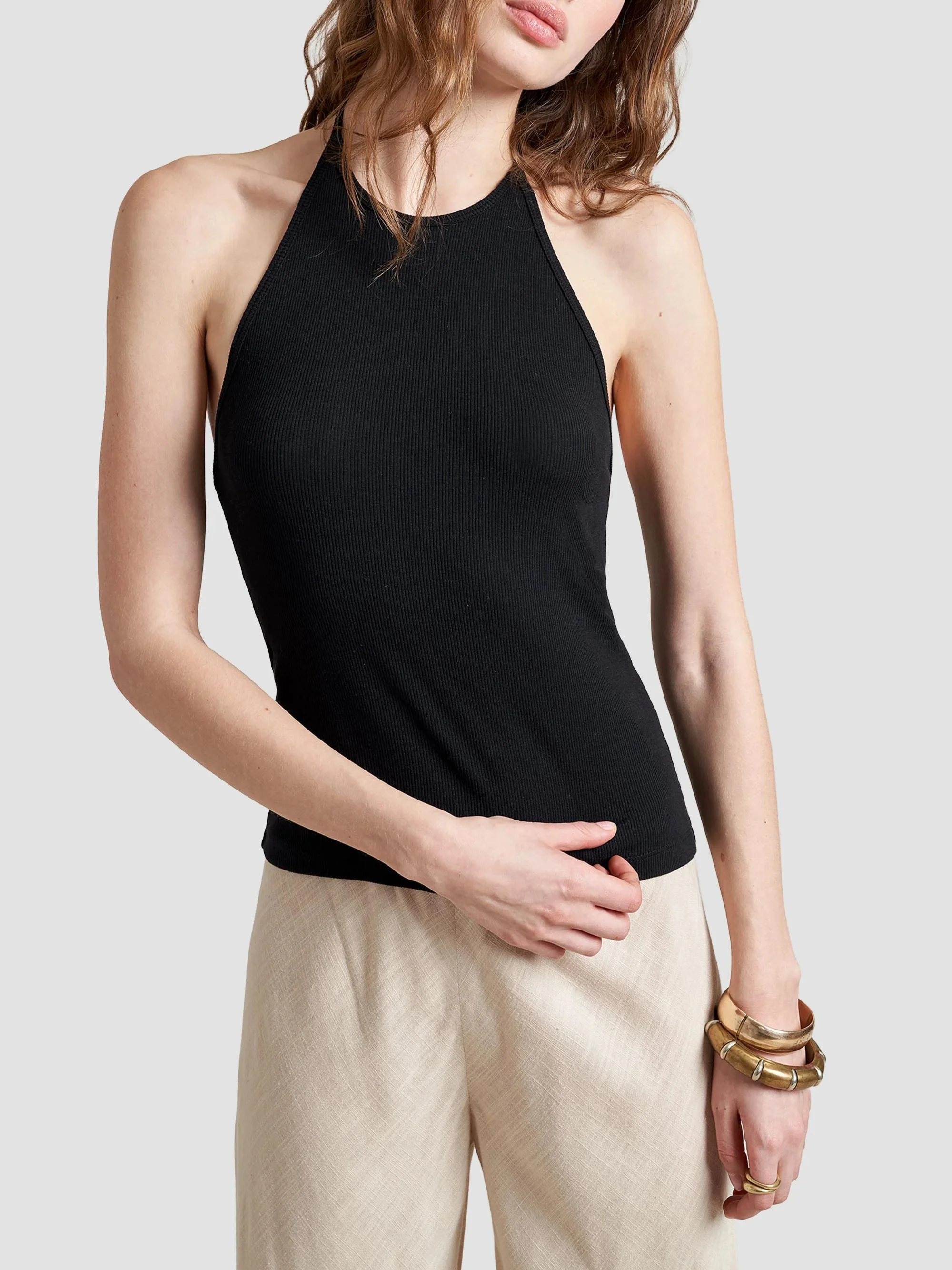 Women's Halter Tank Top - Black - 1