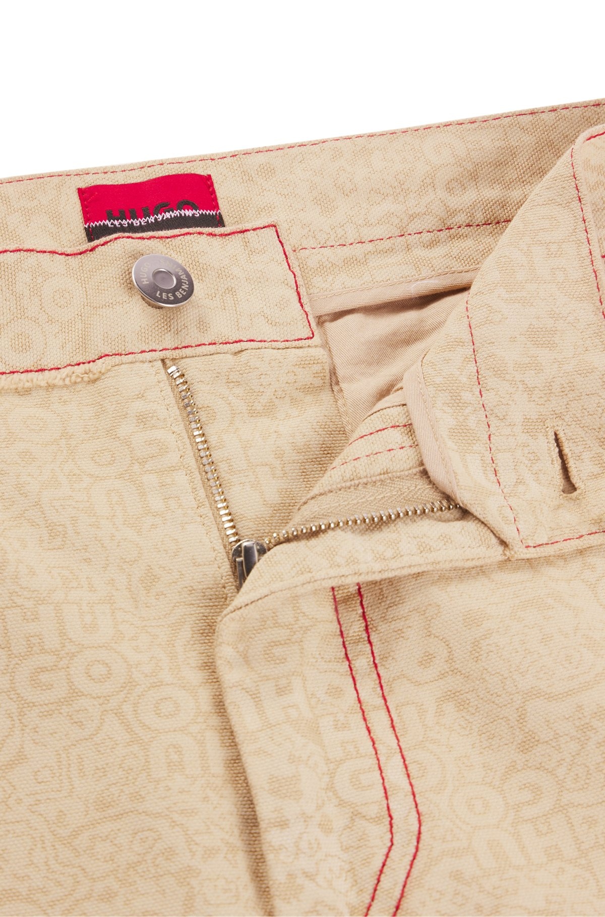 HUGO X LES BENJAMINS RELAXED-FIT TROUSERS IN PRINTED COTTON CANVAS - 6