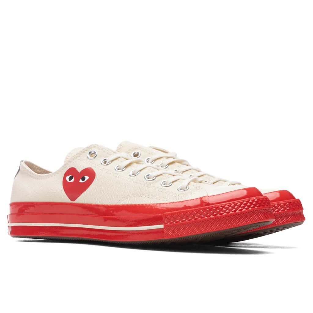 CONVERSE X COMME DES GARCONS PLAY ALL STAR CHUCK '70 OX RED SOLE - WHITE - 2