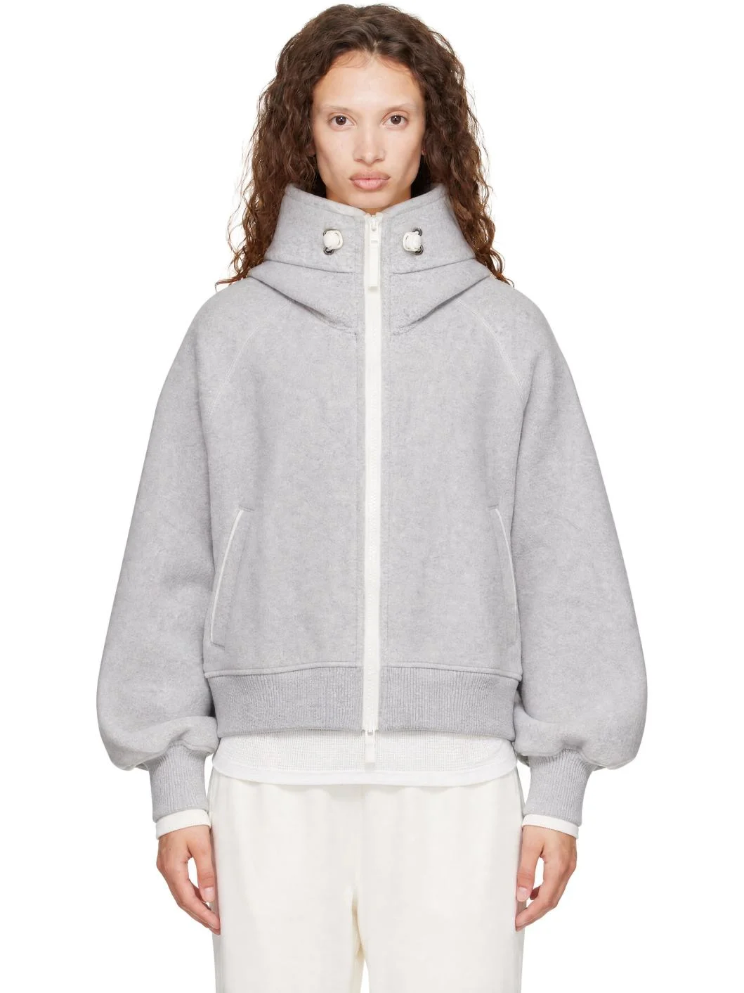 Gray Chilliwack Fleece White Disc Bomber Jacket - 1