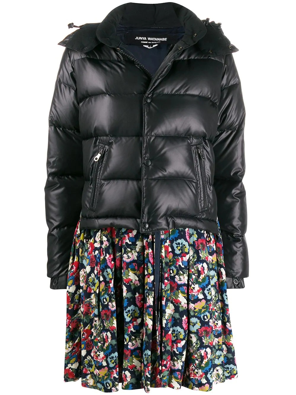 floral print peplum puffer jacket - 1