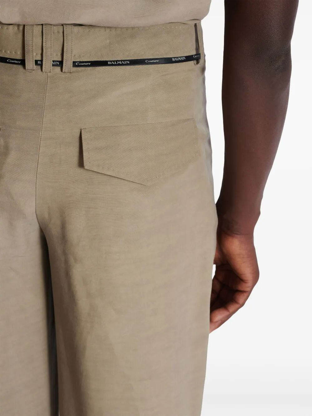 Balmain Men Taupe Cupro Pleated Pants - 2