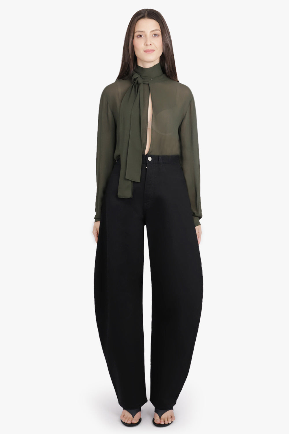 ROUND BALLOON LEG JEANS | BLACK - 4