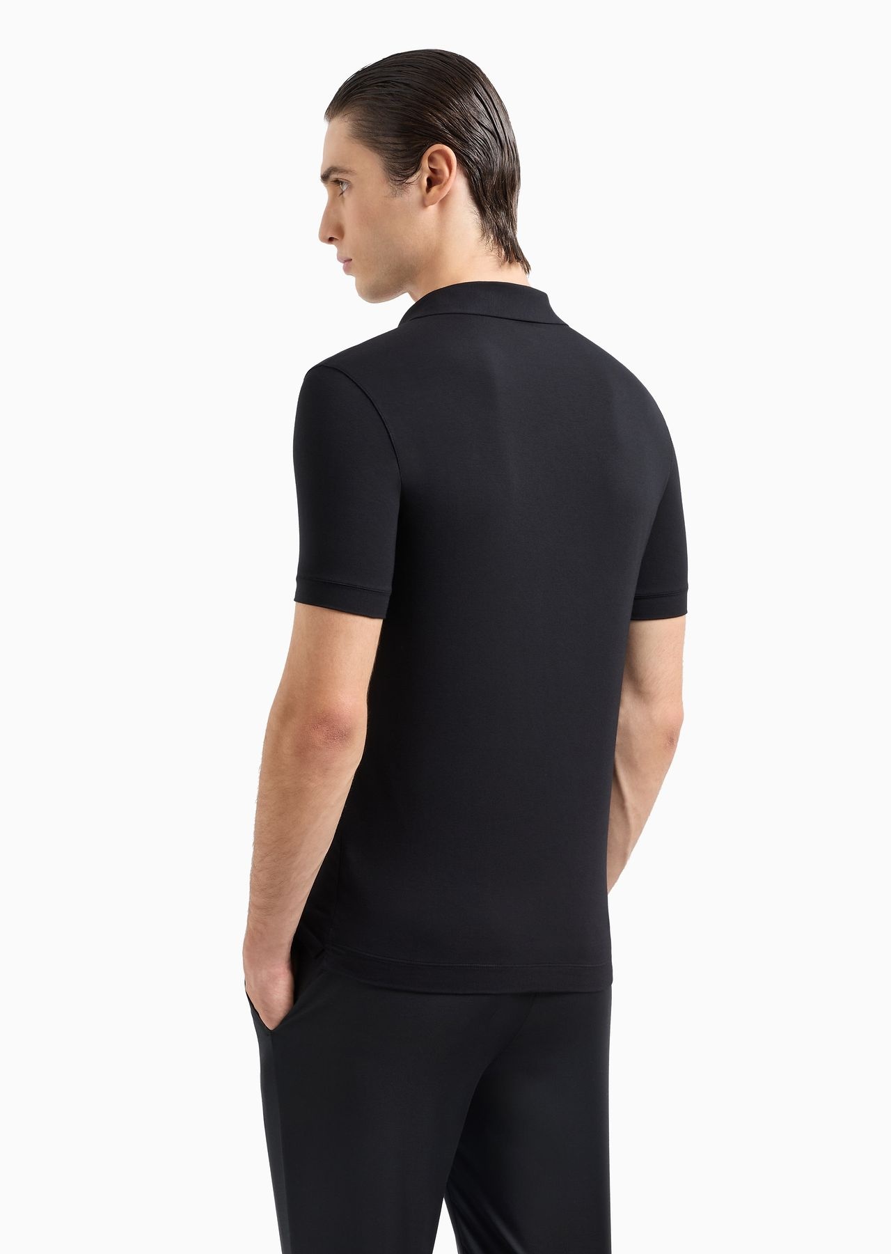 Stretch viscose jersey short-sleeved polo shirt - 4