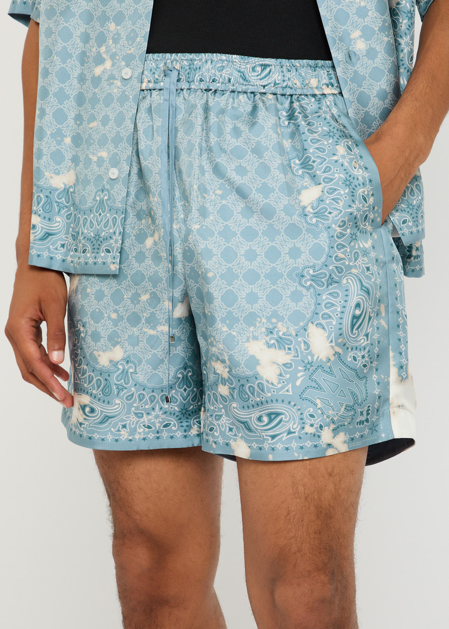 Amiri Bleach Bandana Logo-monogrammed Silk-satin Shorts - 5