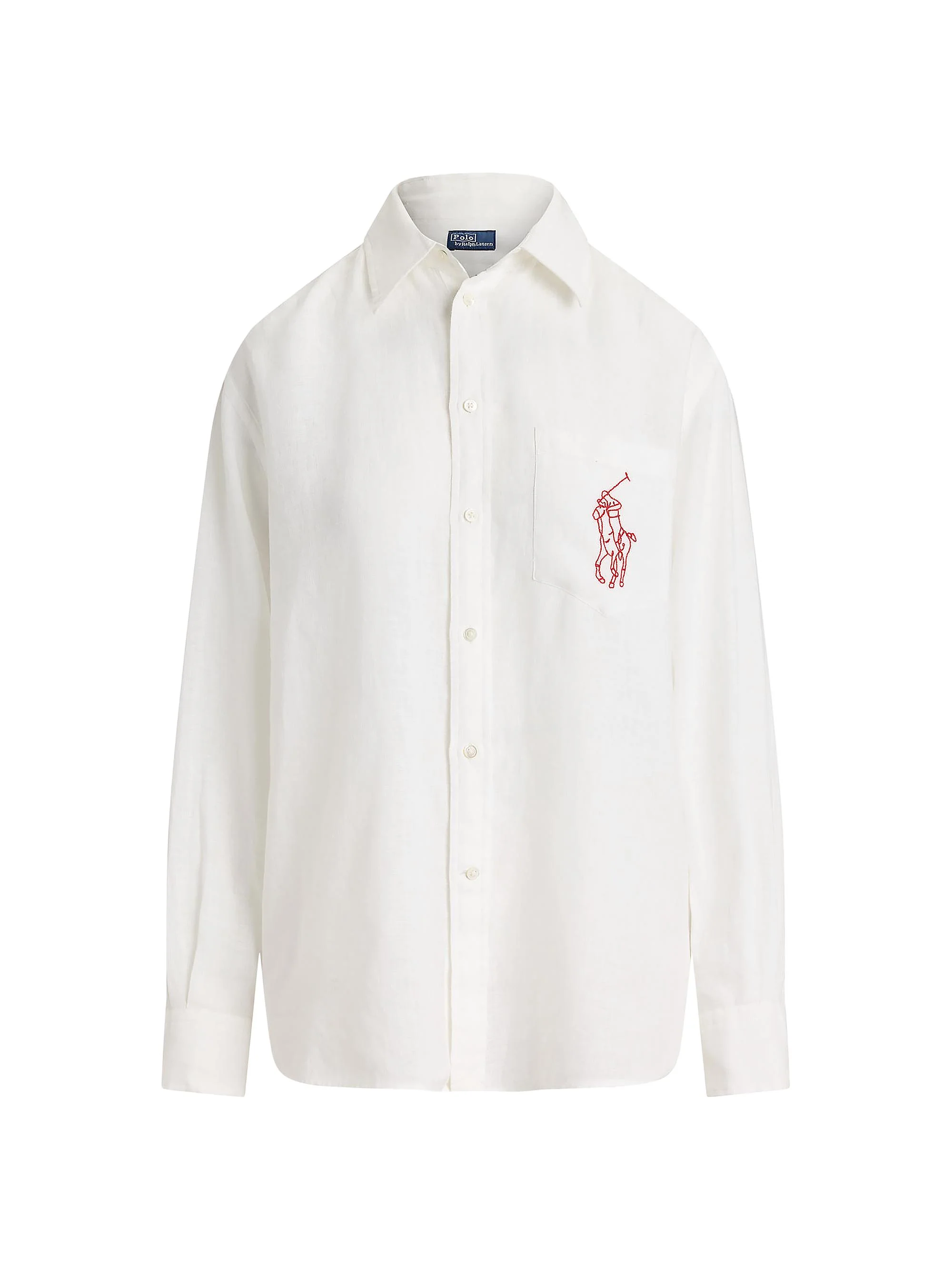 Women's Logo Linen Oversized Button-Front Shirt - Classic Oxford White - 1