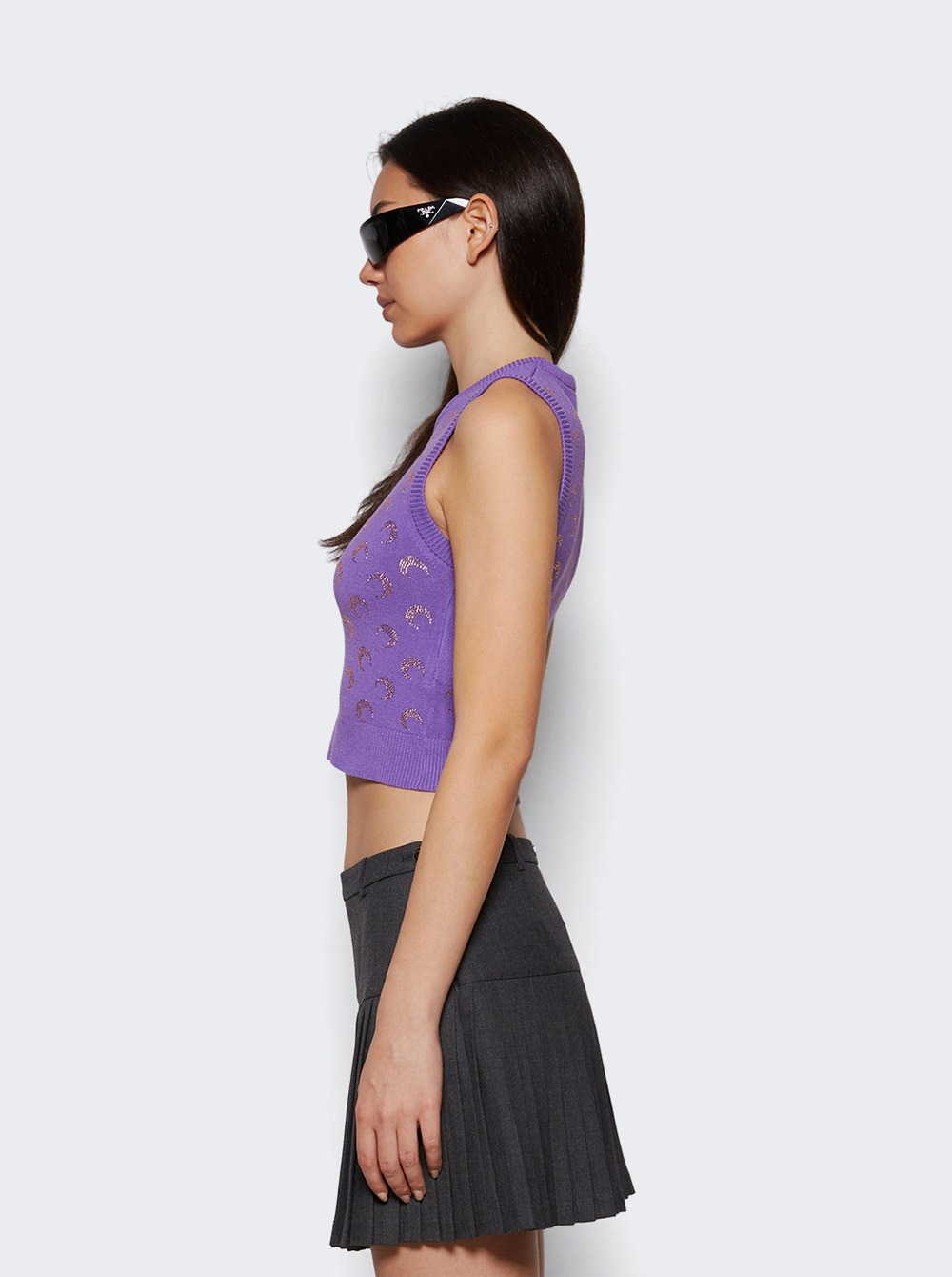 Moon Strass Knit Vest Lavender - 3