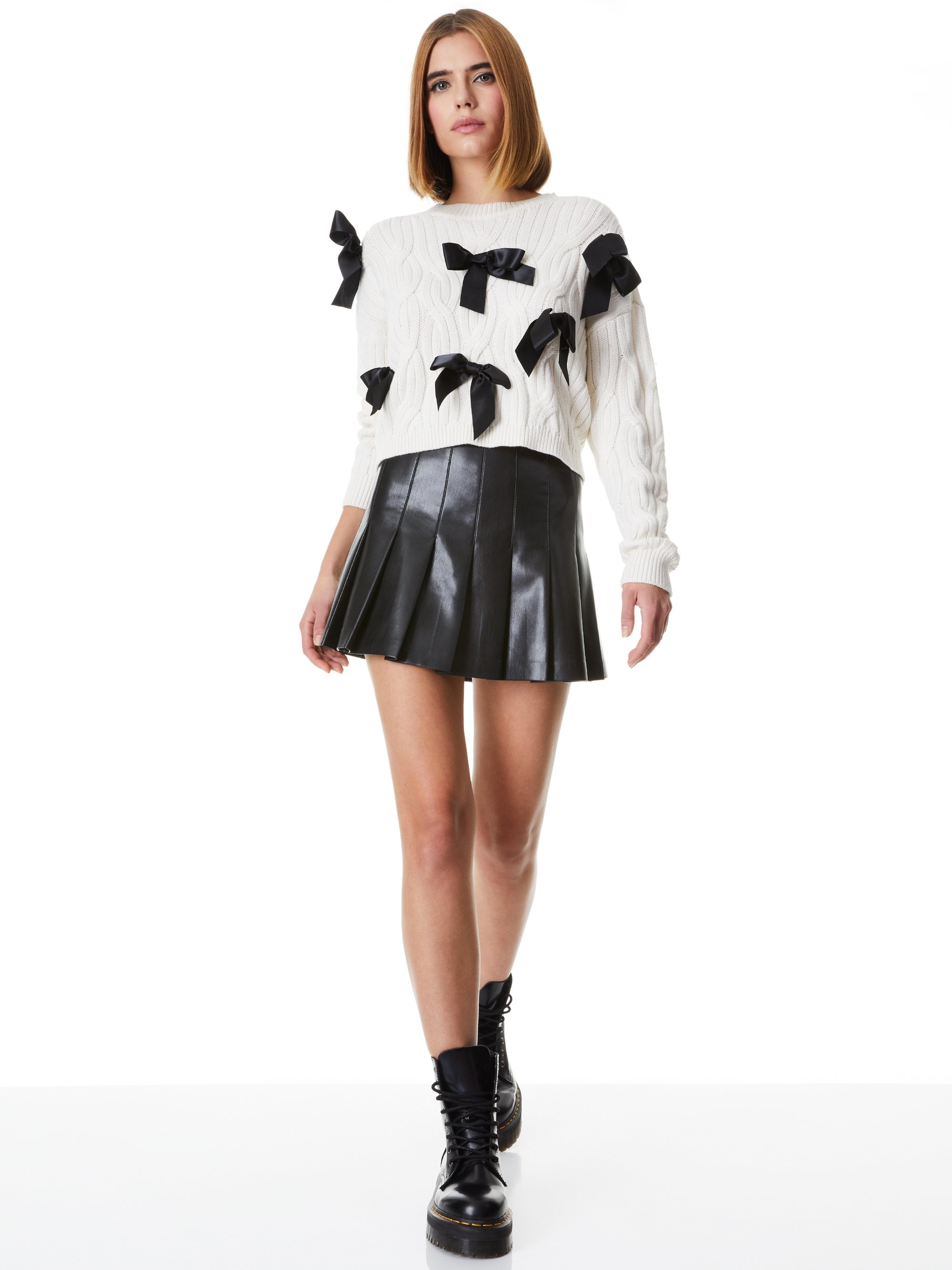 BEAU CABLEKNIT BOW SWEATER - 6