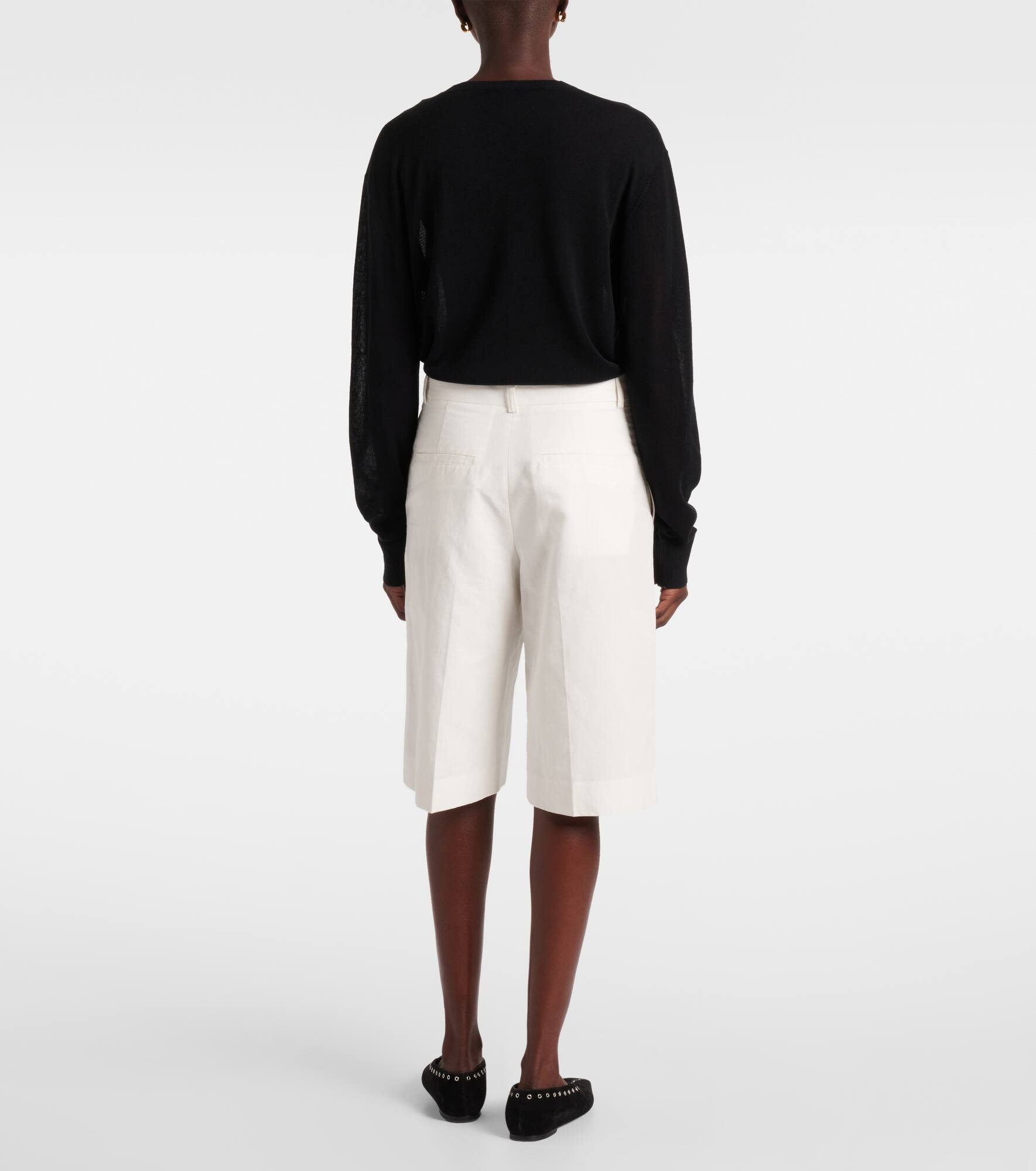 Cotton and linen Bermuda shorts - 3