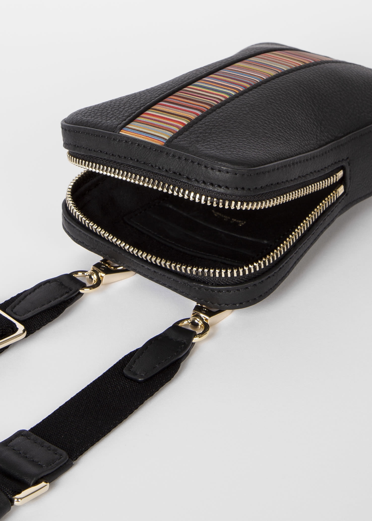 'Signature Stripe' Leather Neck Pouch - 6