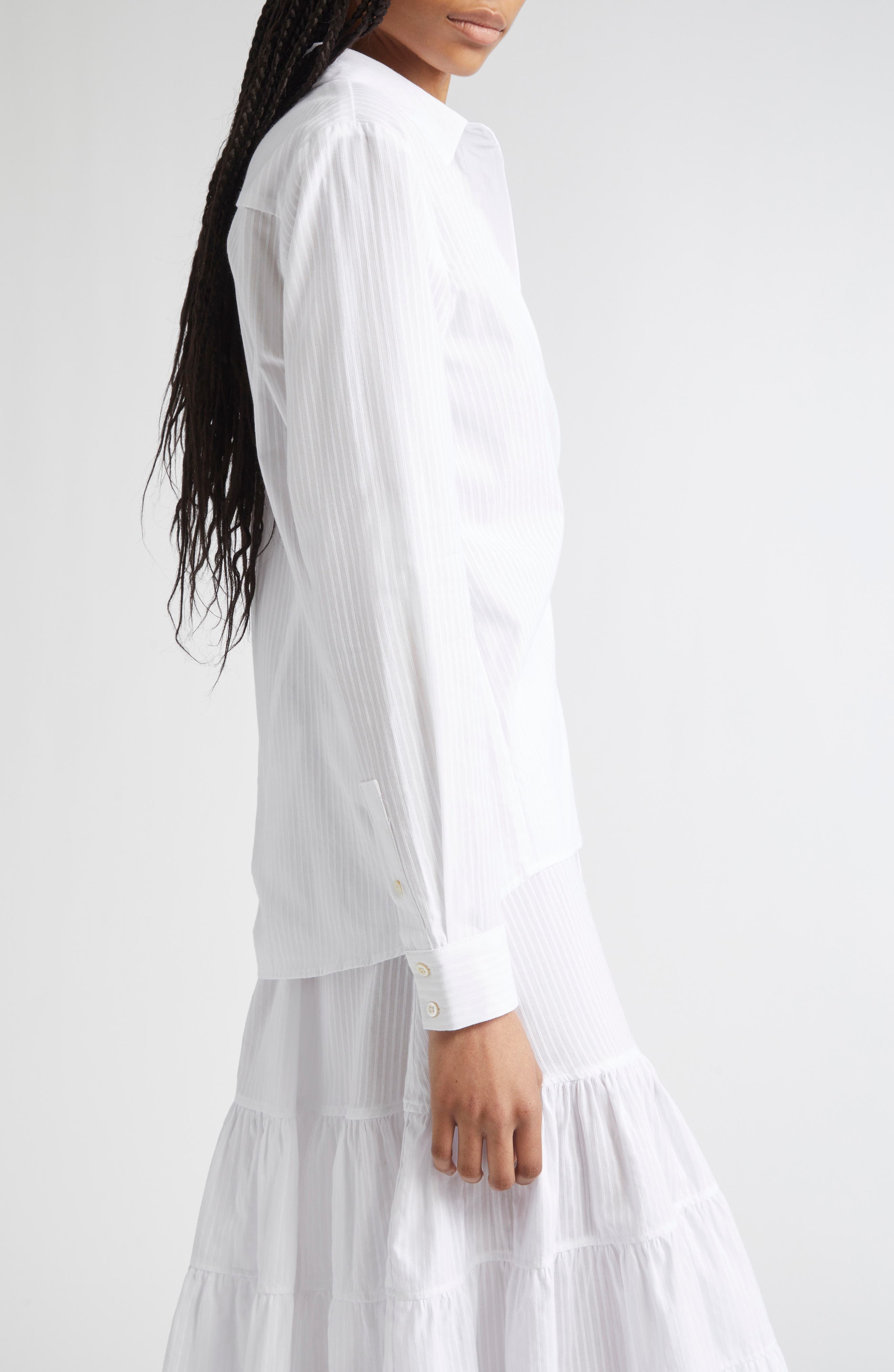 Paloma Wool Donald Stripe Button-Up Shirt in White at Nordstrom - 4
