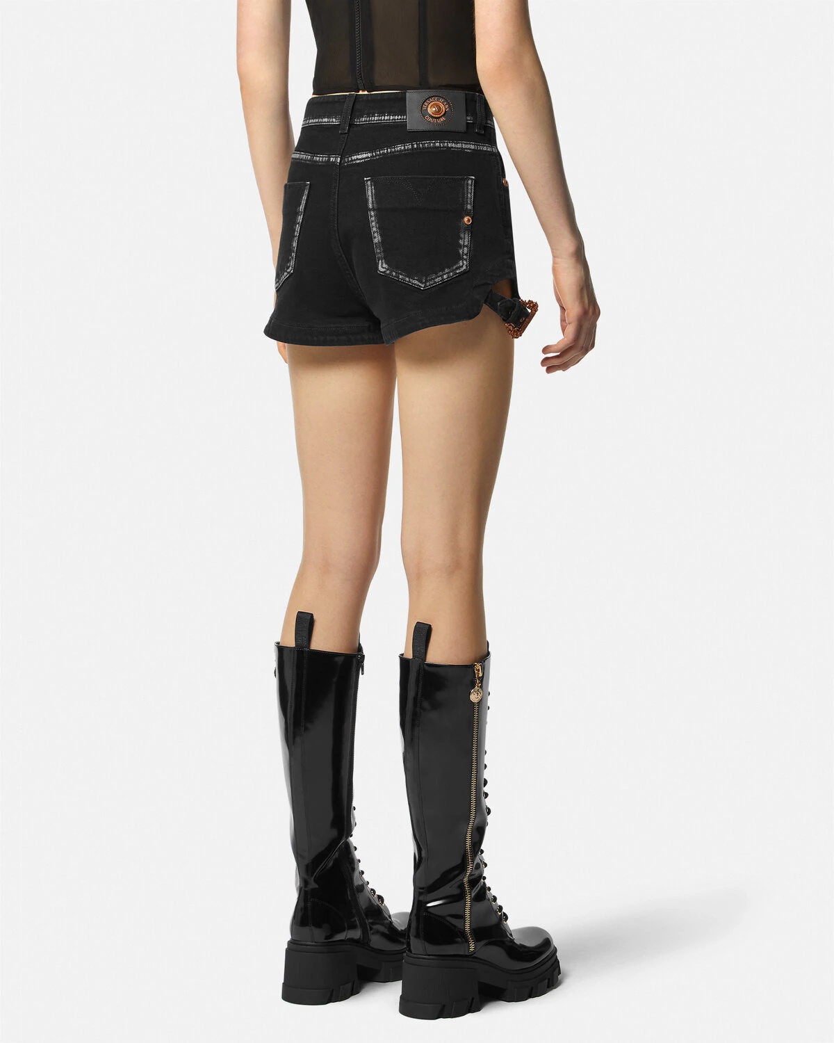 Baroque Buckle Denim Shorts - 5