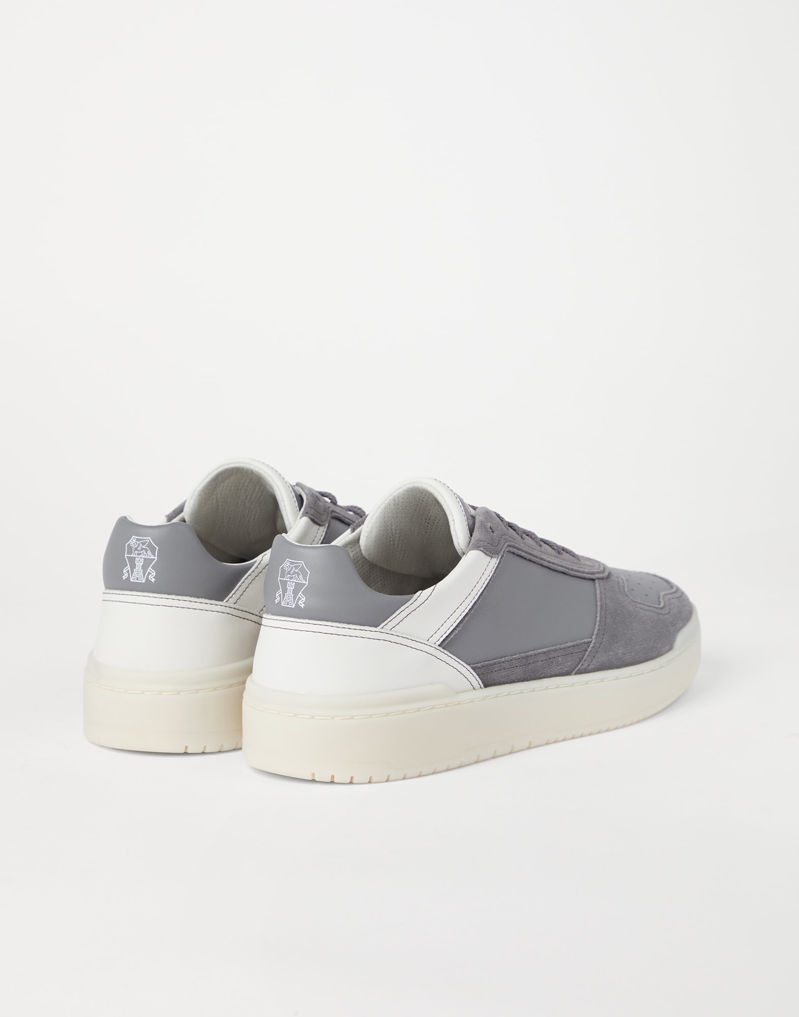 Semi-polished calfskin and washed suede basket sneakers - 2