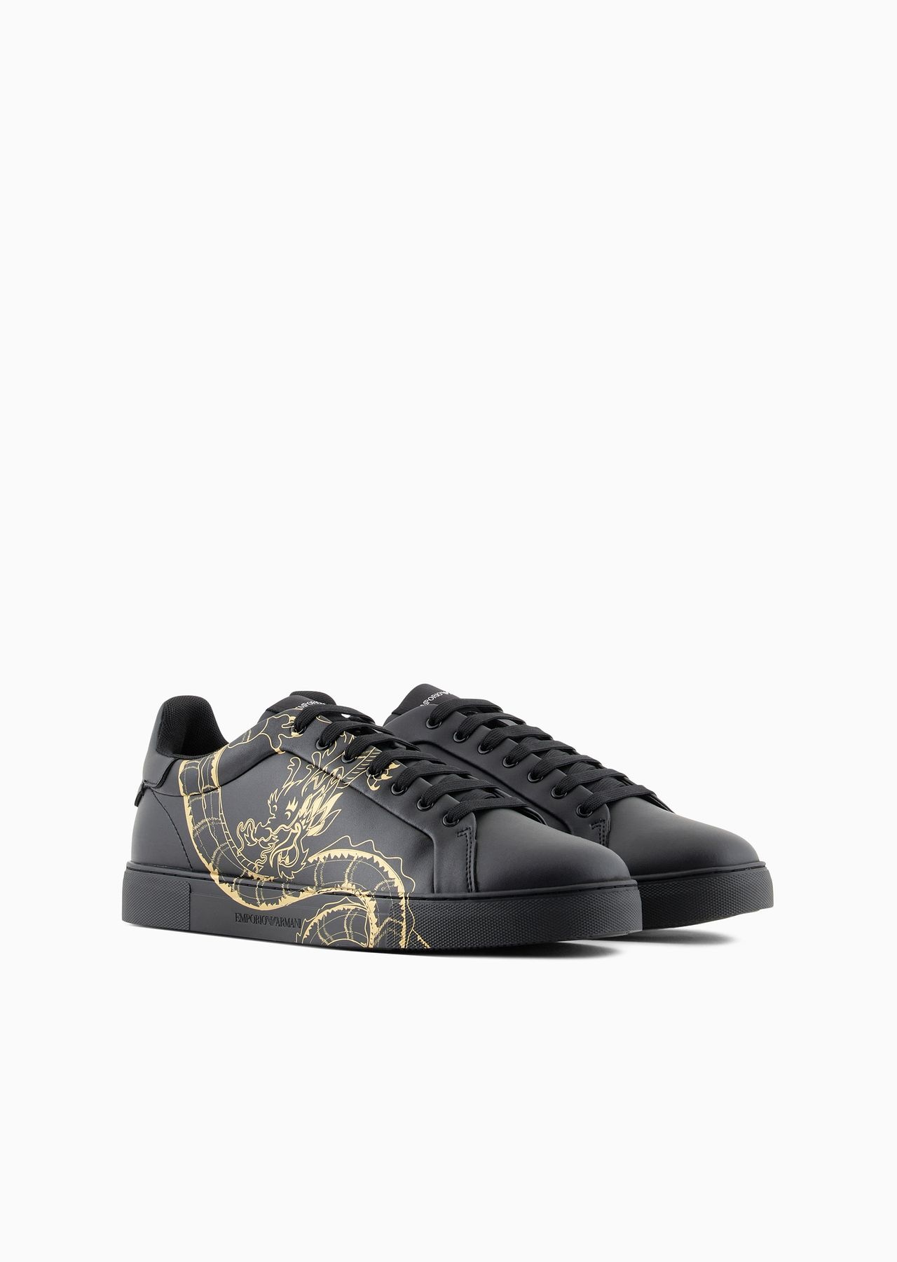 dragon-print leather sneakers - 2