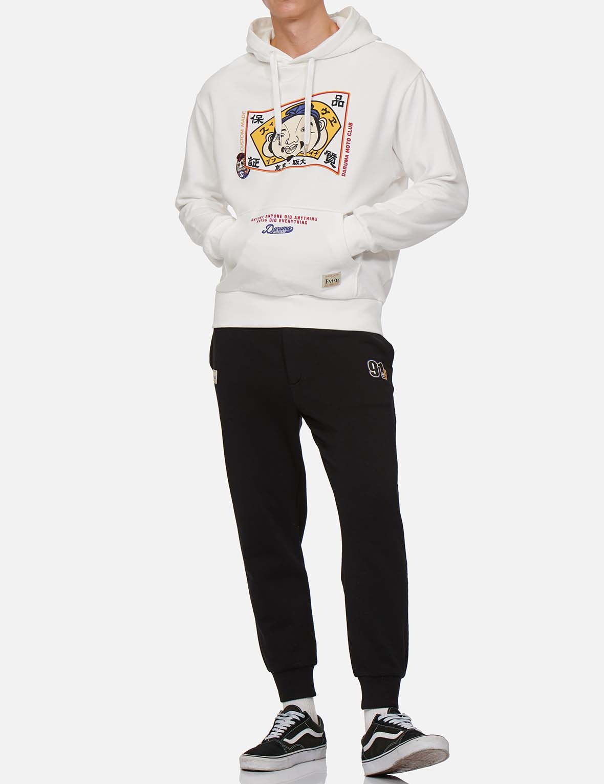 HOODED SWEATSHIRT WITH GODHEAD FLAG AND DARUMA EMBROIDERY - 5