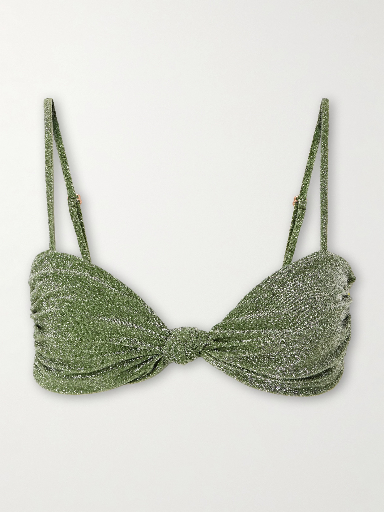 Heliconia Twist-front Metallic Recycled Bikini Top - 1