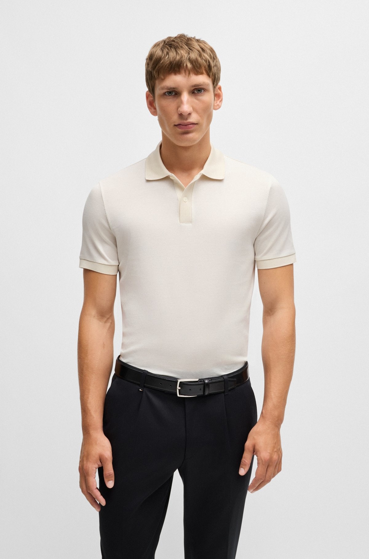 STRUCTURED-COTTON POLO SHIRT WITH SOLID TRIMS - 2