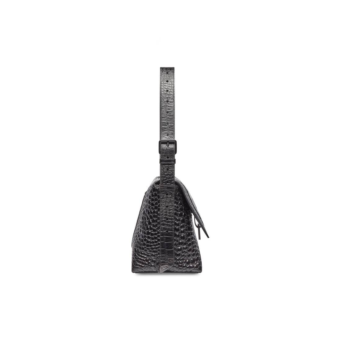 Women's Downtown Medium Shoulder Bag Crocodile Embossed in Black - 2