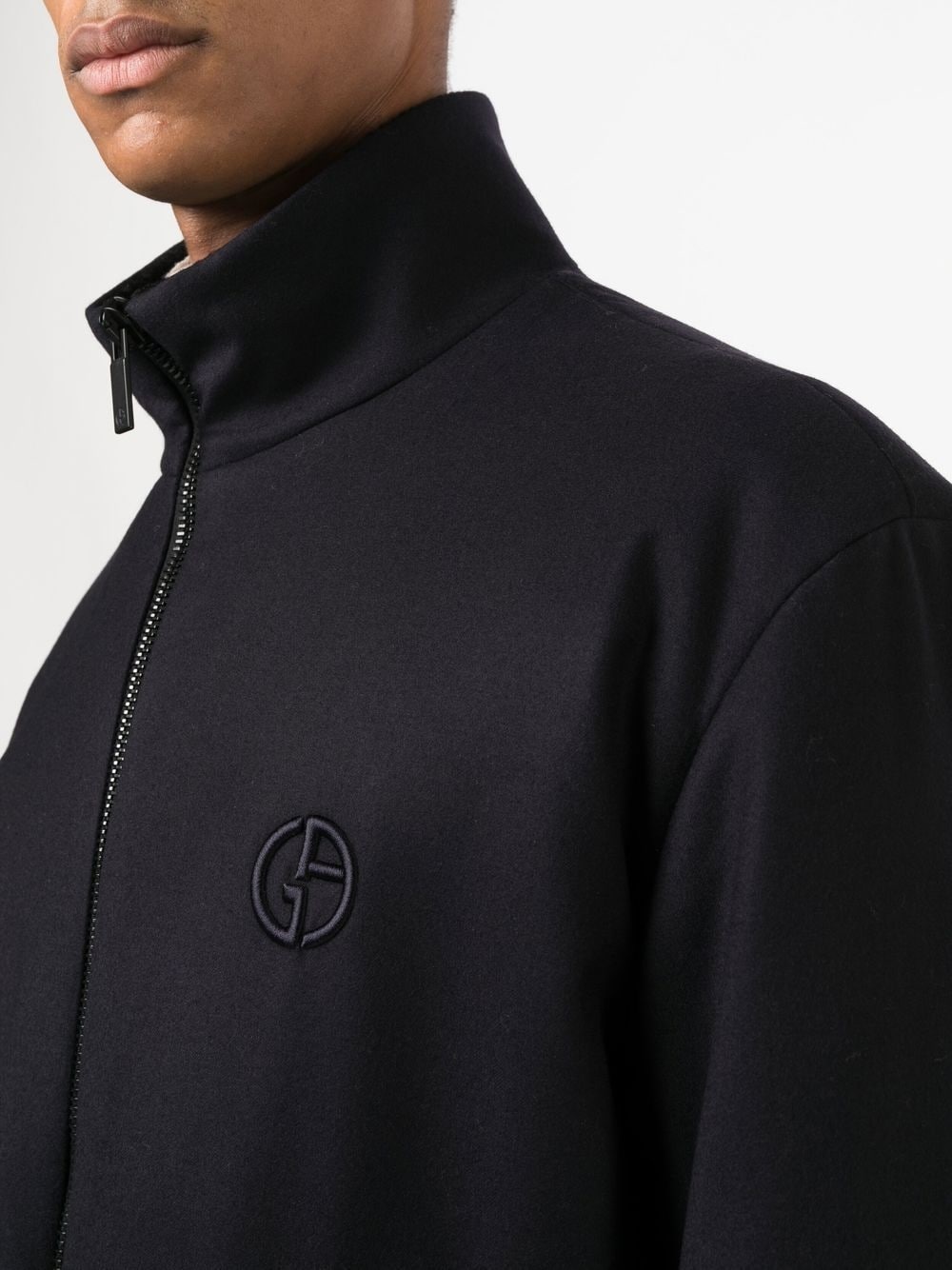 embroidered-logo zip-up jacket - 5