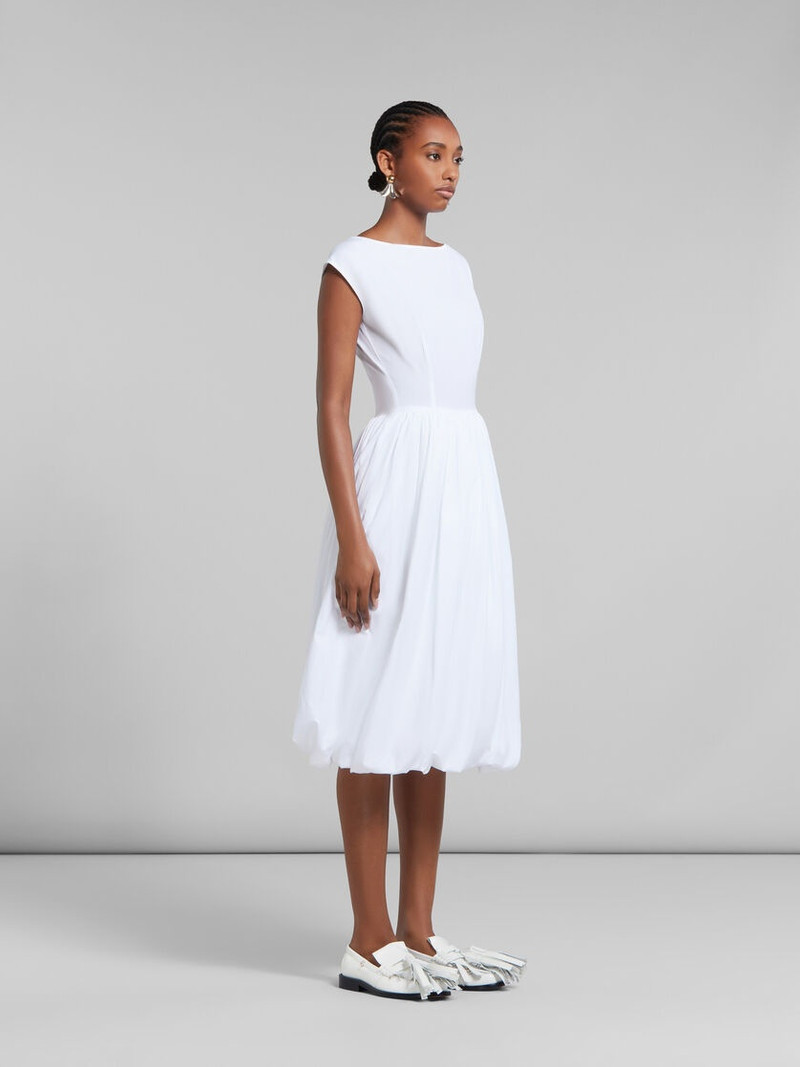 WHITE BIO POPLIN BALLOON DRESS 6