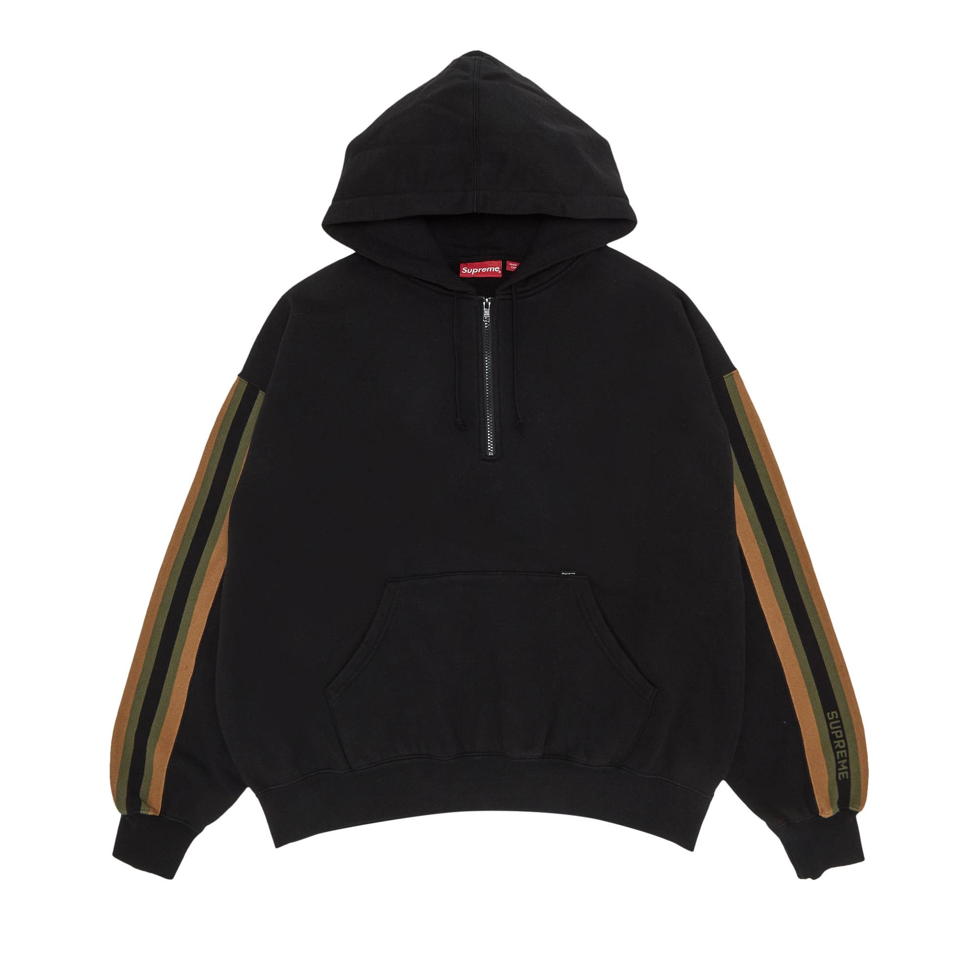 Supreme Half Zip Hooded Sweatshirt 'Black' - 1