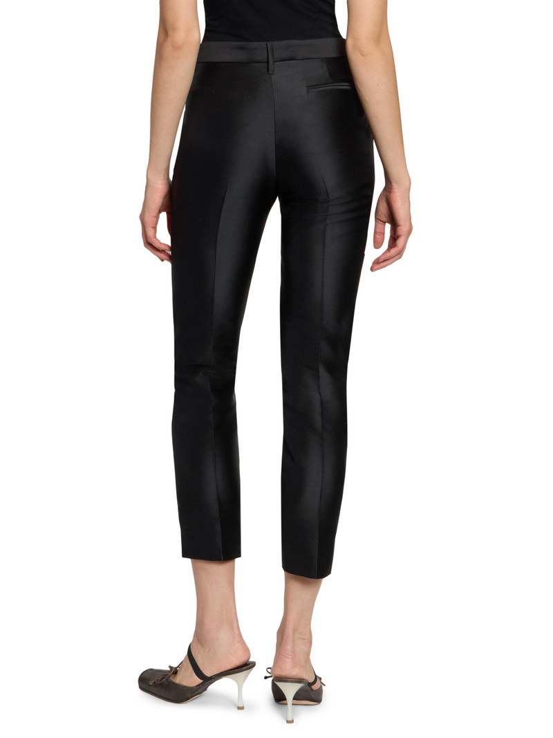 Women's Satin Tapered Crop Trousers - Black 5
