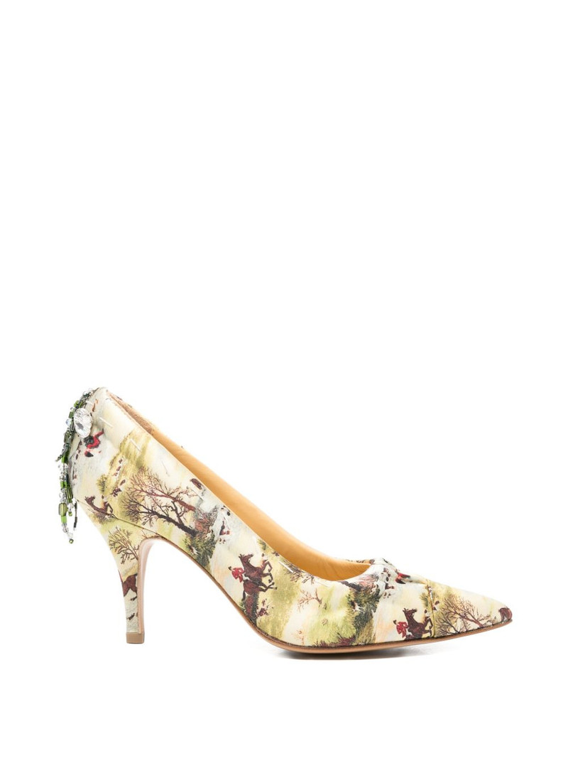 beaded-embellishment printed pumps 1