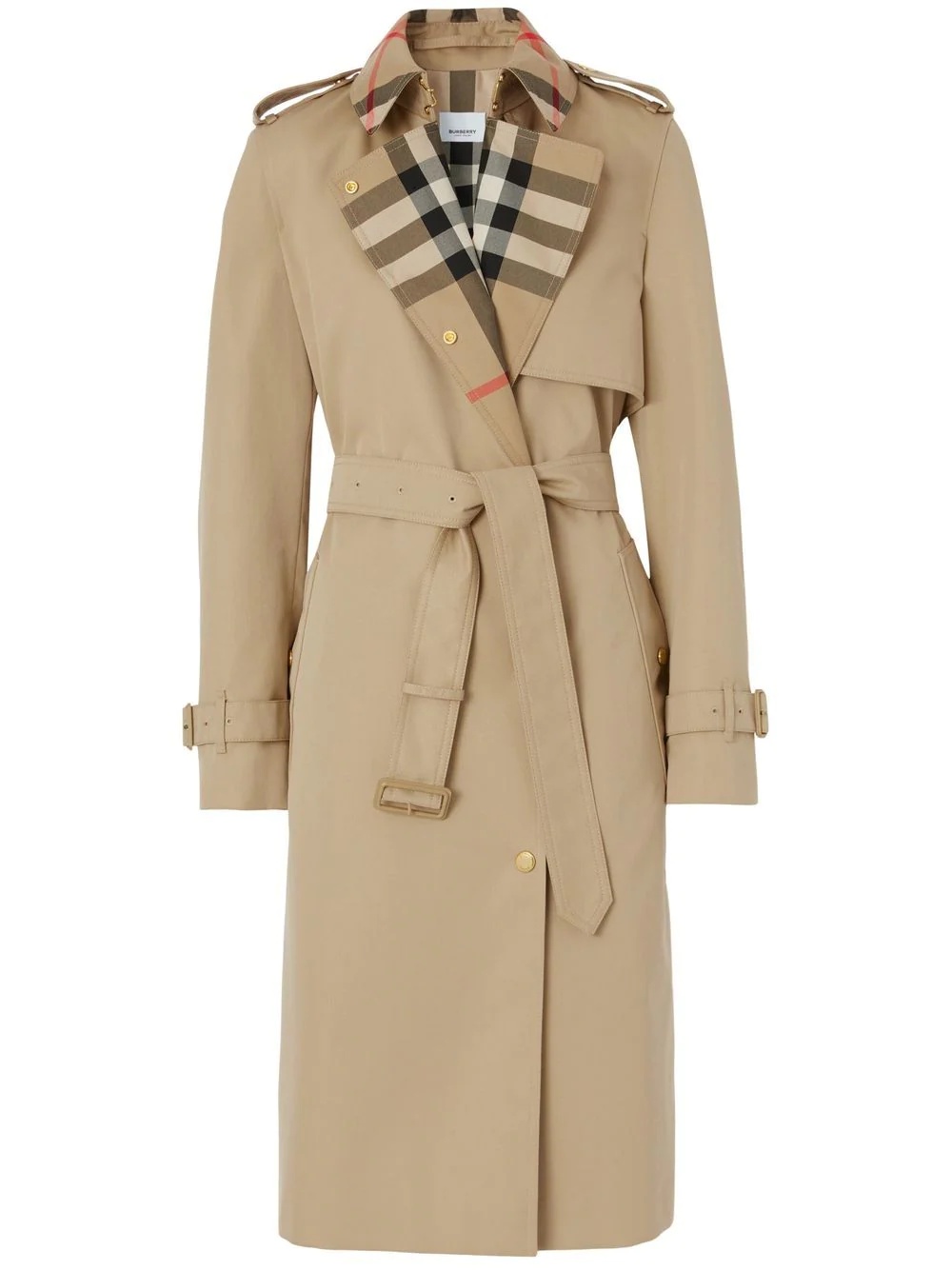 Exaggerated check-panel trench coat - 1