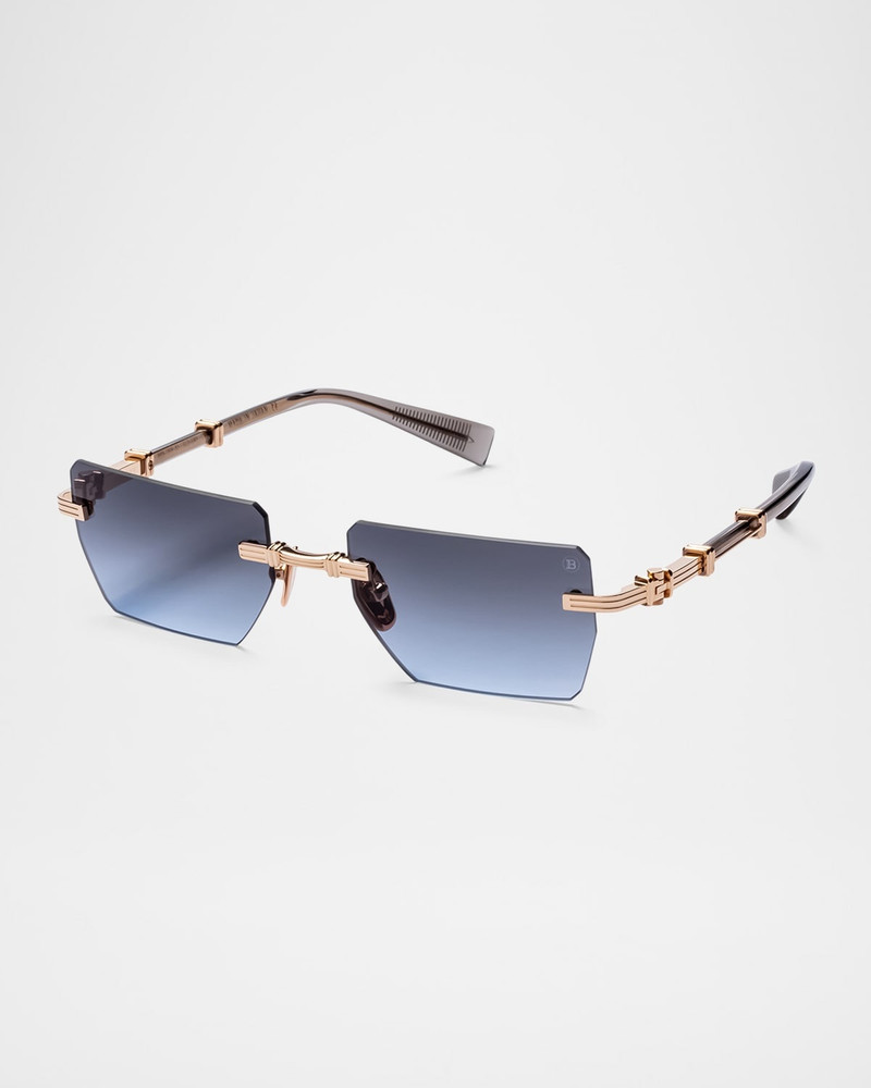 Balmain Pierre Titanium Rectangle Sunglasses outlook
