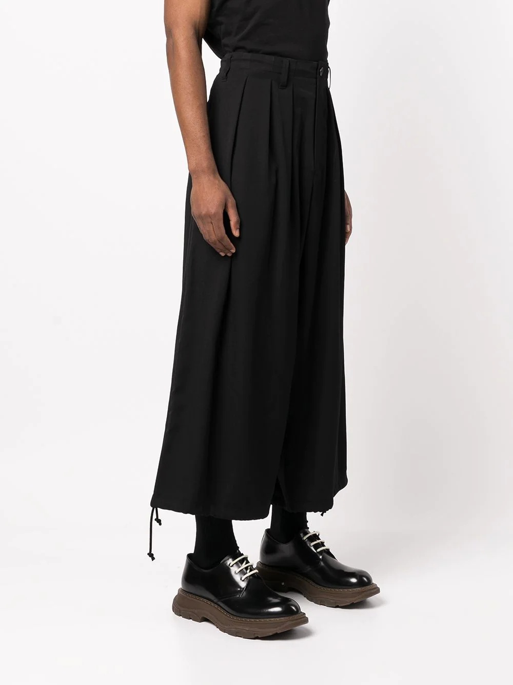 cropped wide-leg linen trousers - 3