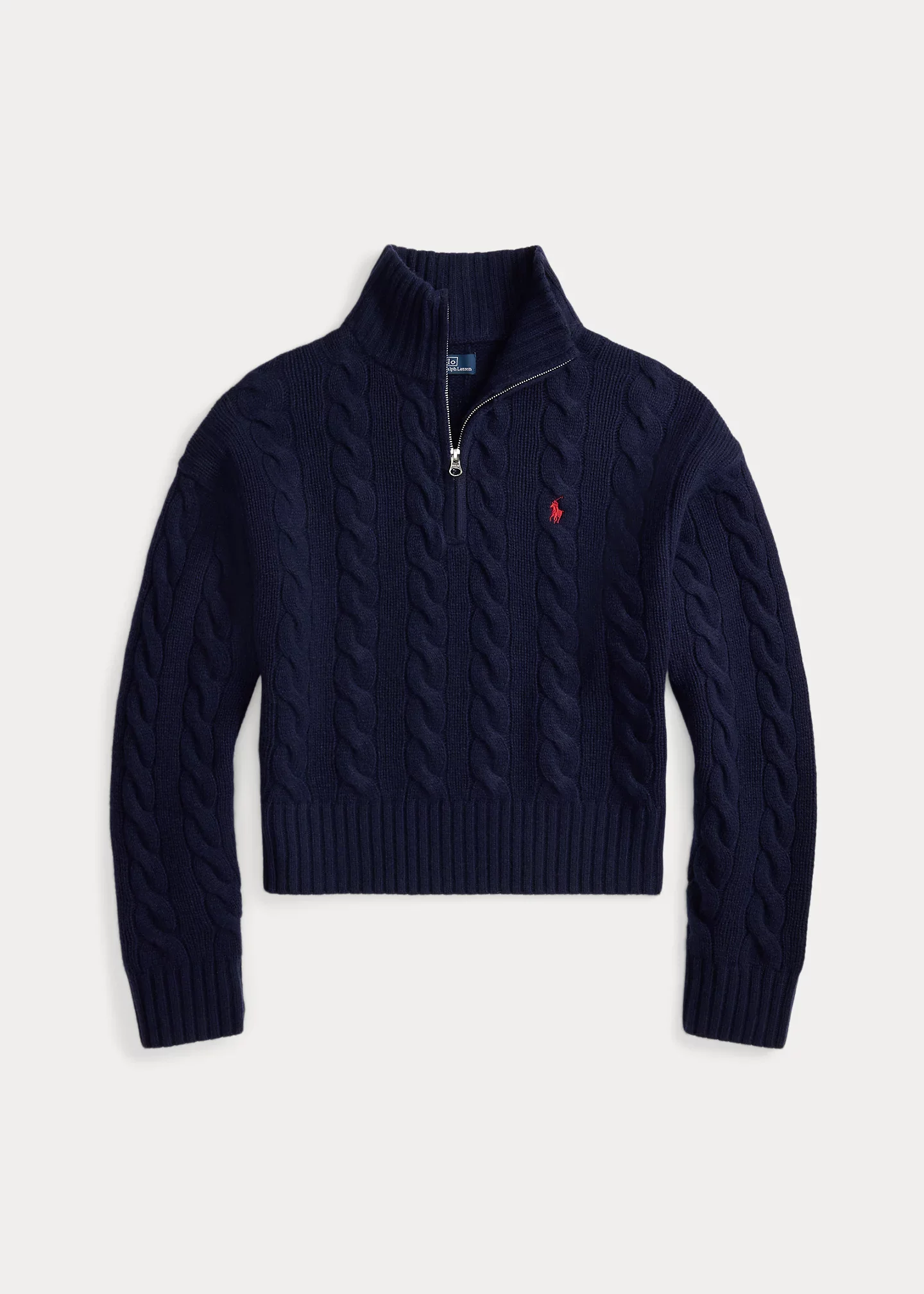 Cable Wool-Cashmere Half-Zip Sweater - 1