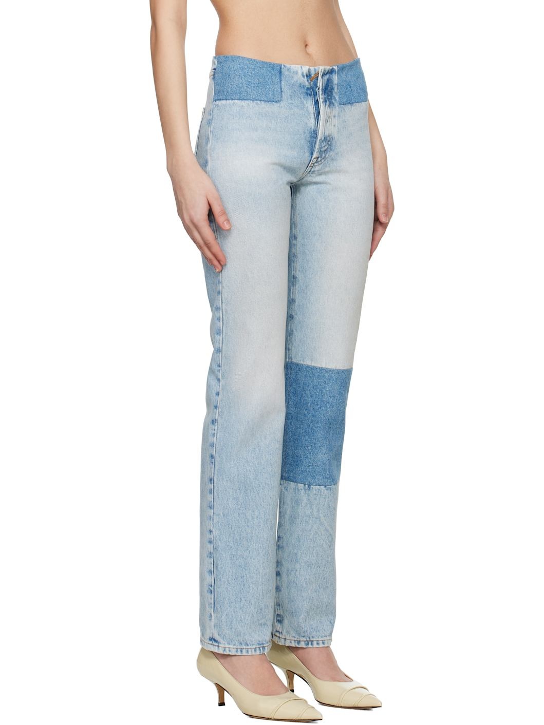 Blue Patchwork Jeans - 2