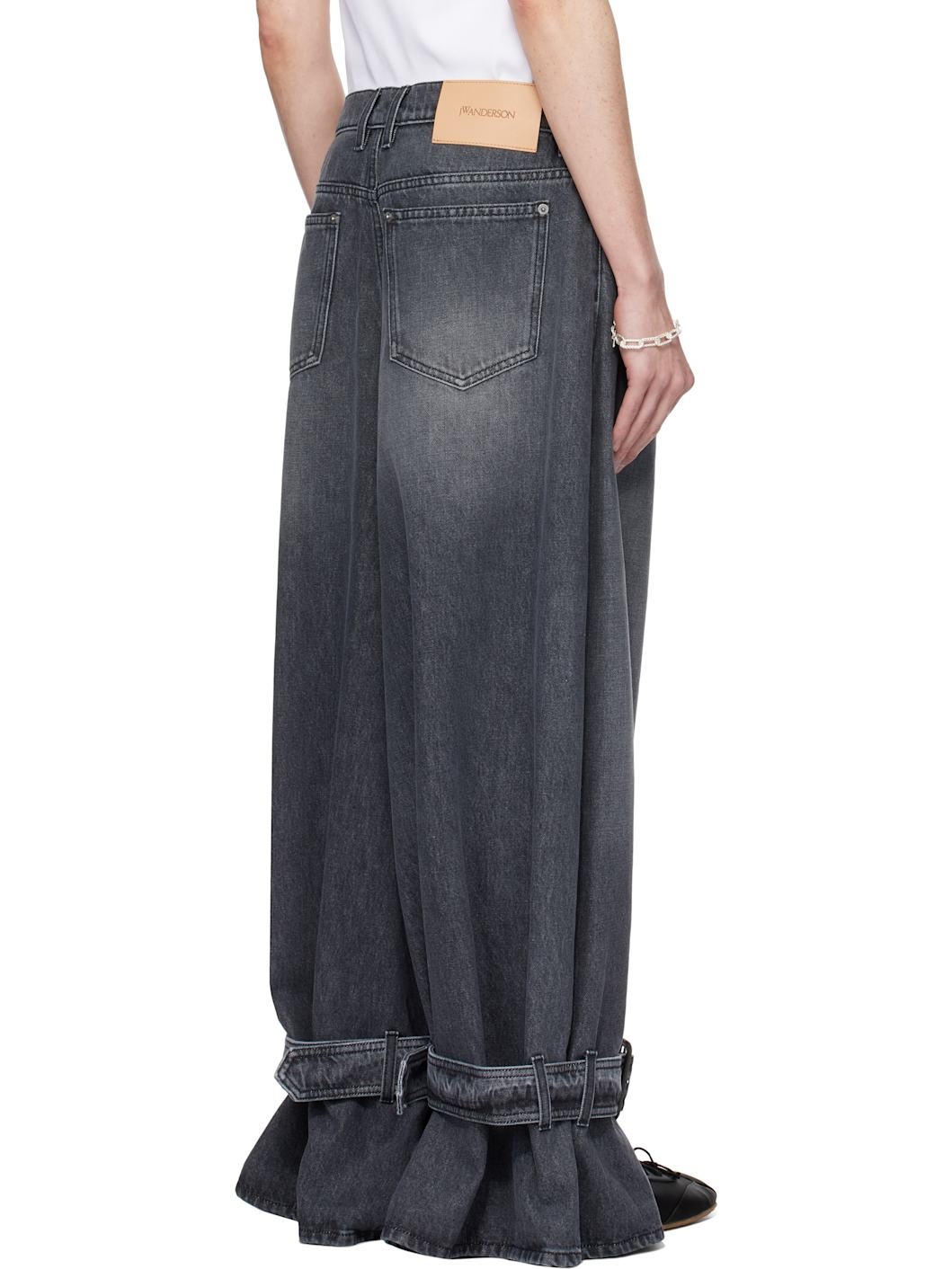 Gray Buckled Cuff Denim Jeans - 3