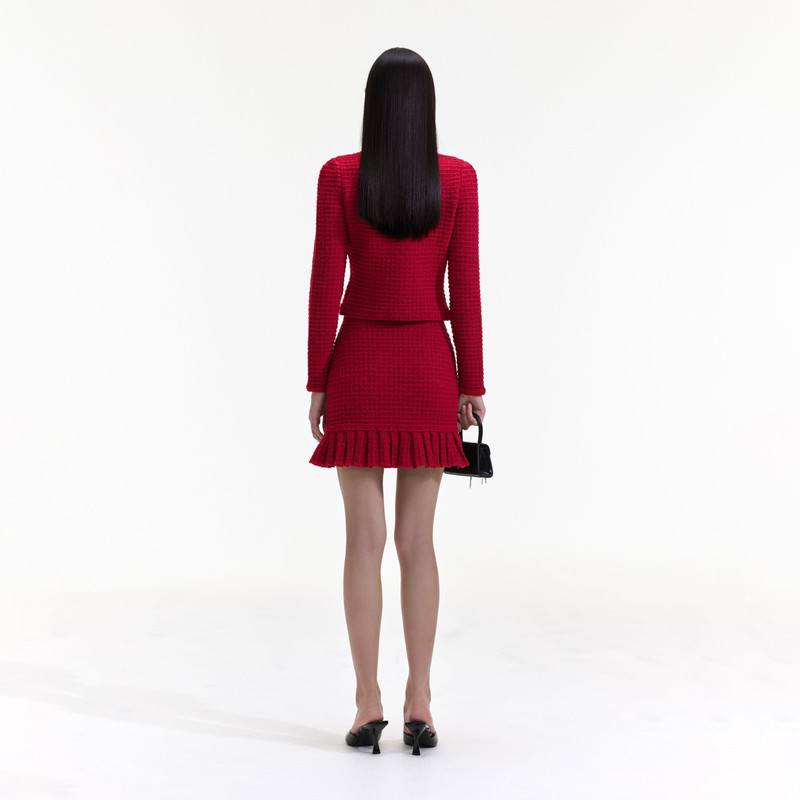 self-portrait Red Knit Bow Top outlook