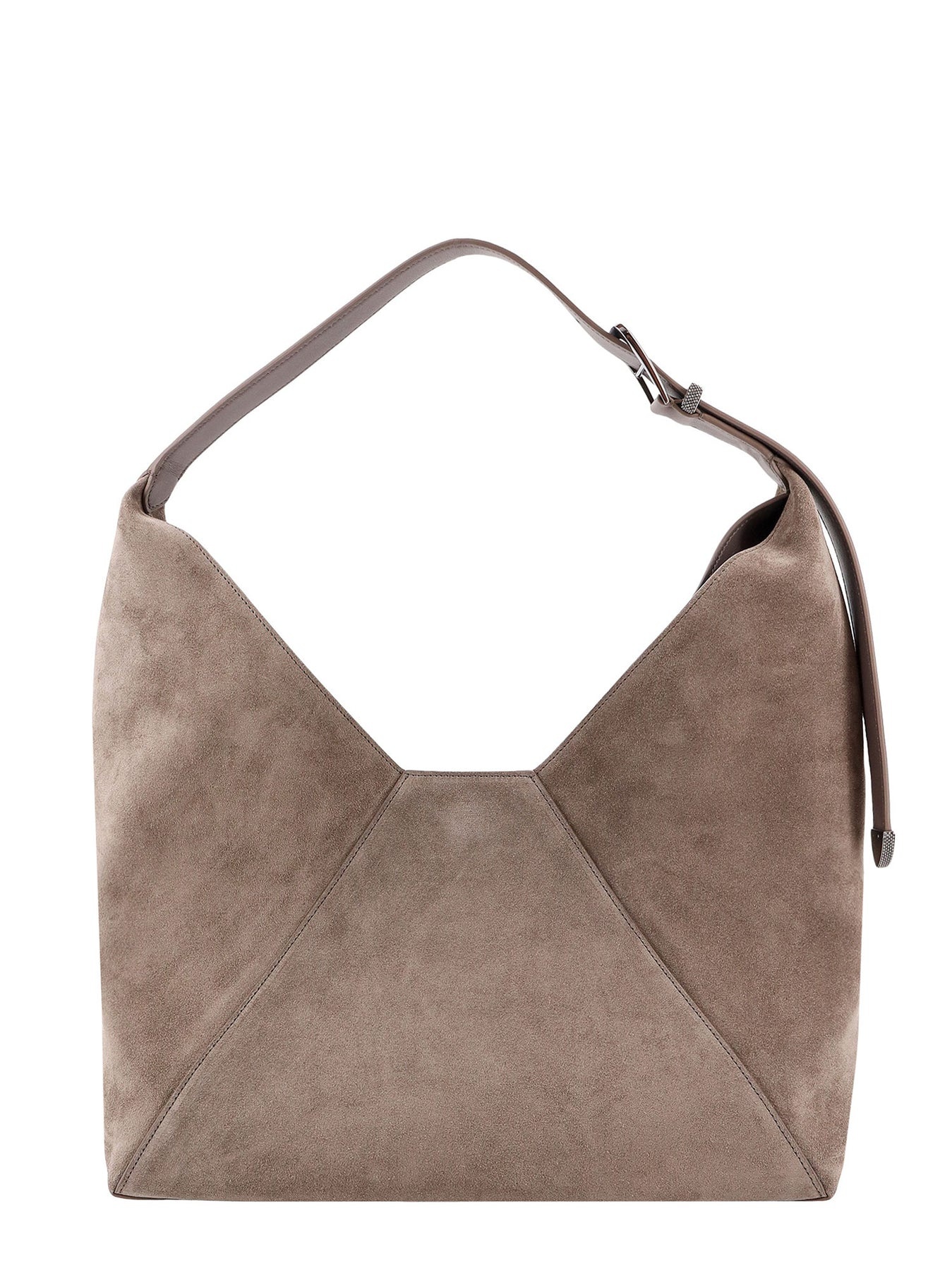 Suede shoulder bag with engraved logo - 2