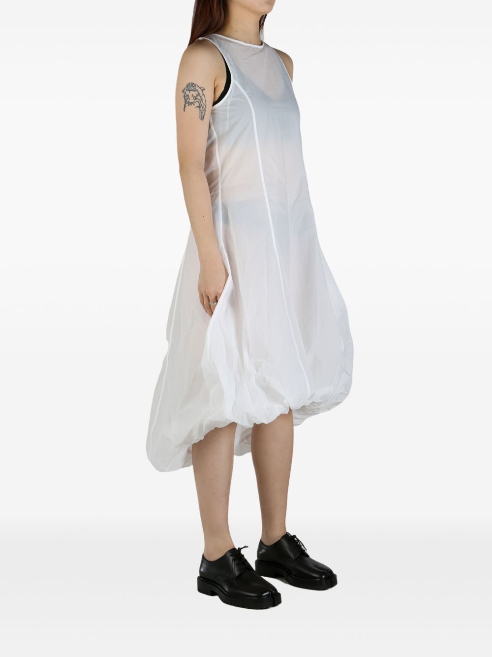 semi-sheer volume midi dress - 3