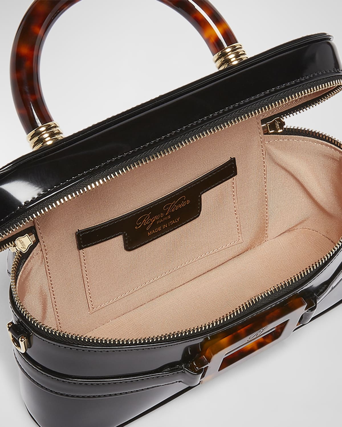 Roger Vivier Belle Mini Vanity Patent Leather Top-Handle Bag