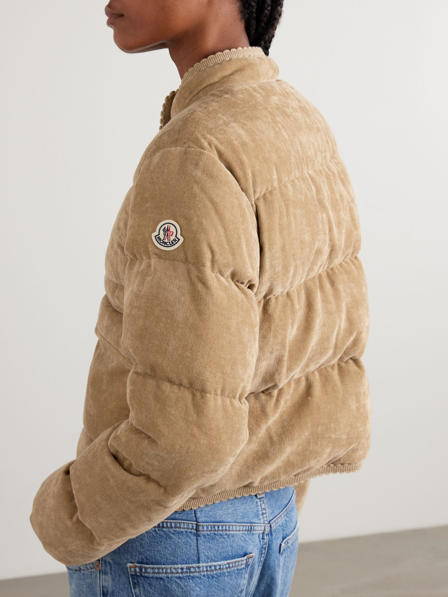 Essarts ricrac-trimmed quilted padded down corduroy jacket Brown - 4