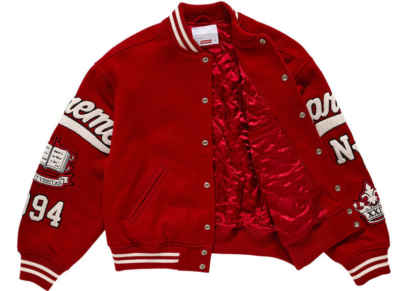 Supreme Supreme Veritas Varsity Jacket Red outlook