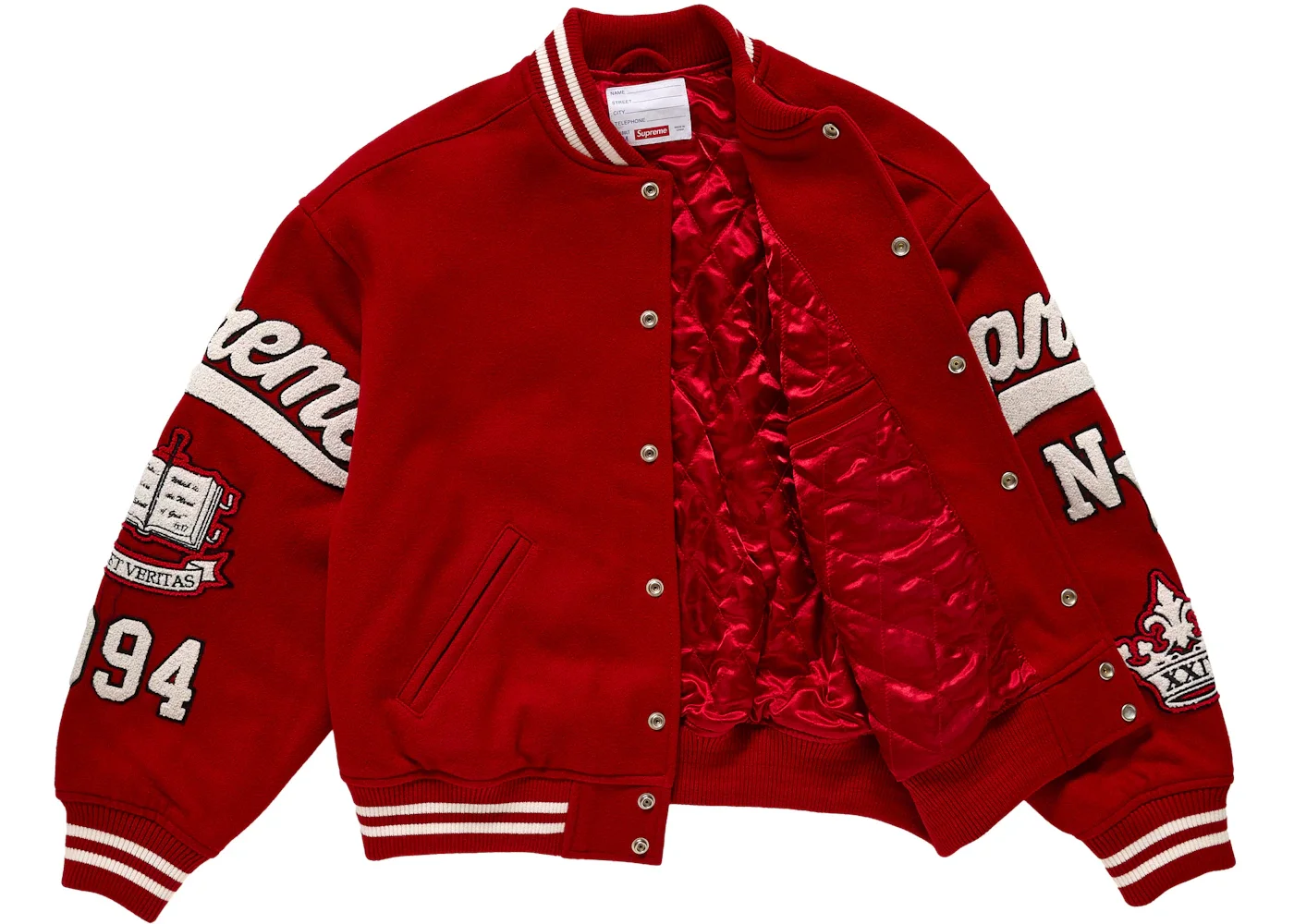 Supreme Veritas Varsity Jacket Lサイズ Supreme Supreme Veritas Varsity Jacket Red | REVERSIBLE