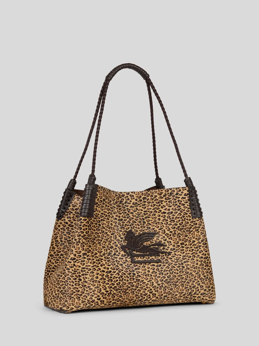 SMALL LIBRA TOTE BAG IN LEATHER WITH ANIMAL PRINT - 6