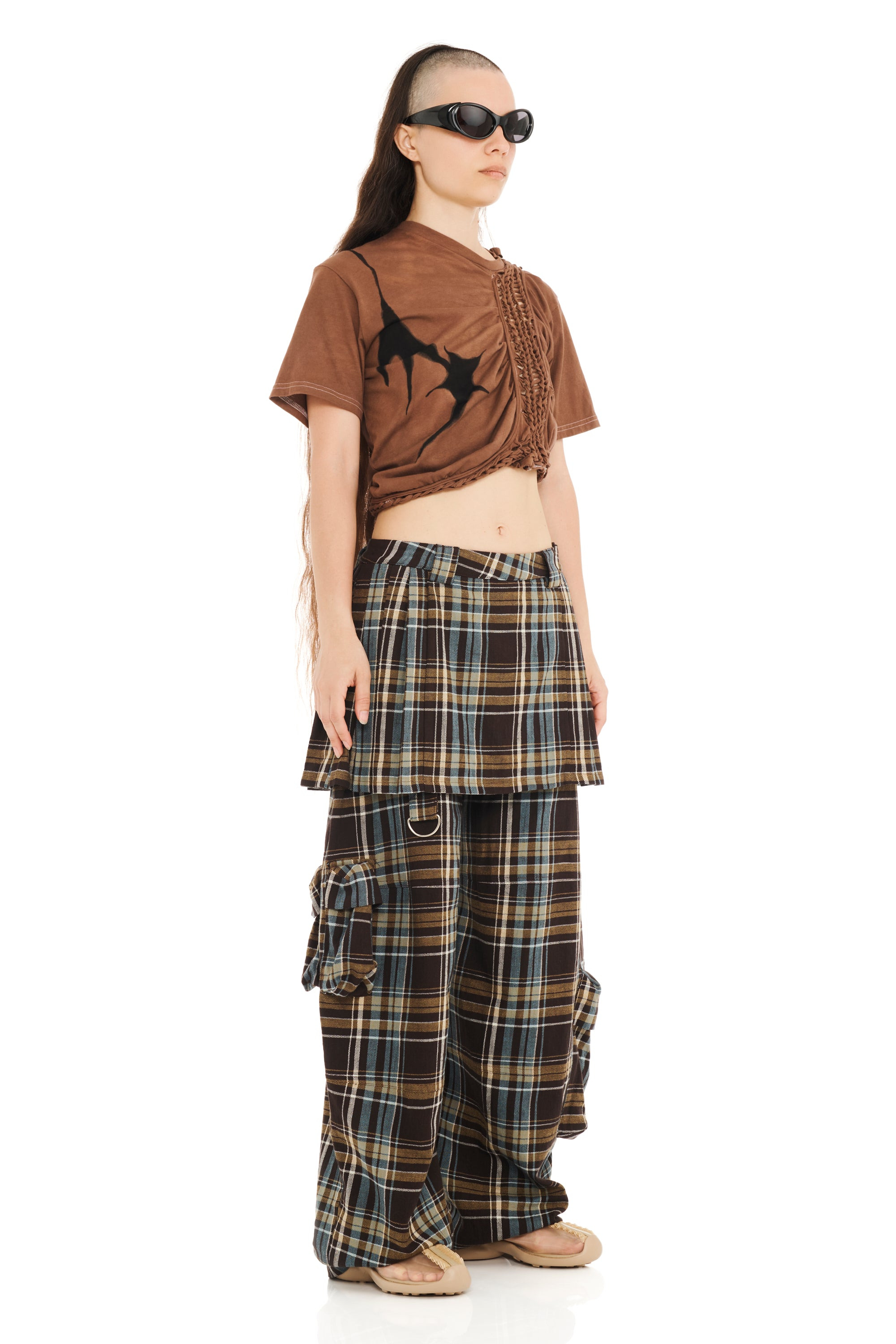 LOAM PLAID LAWN SKIRT CARGO PANT - 3