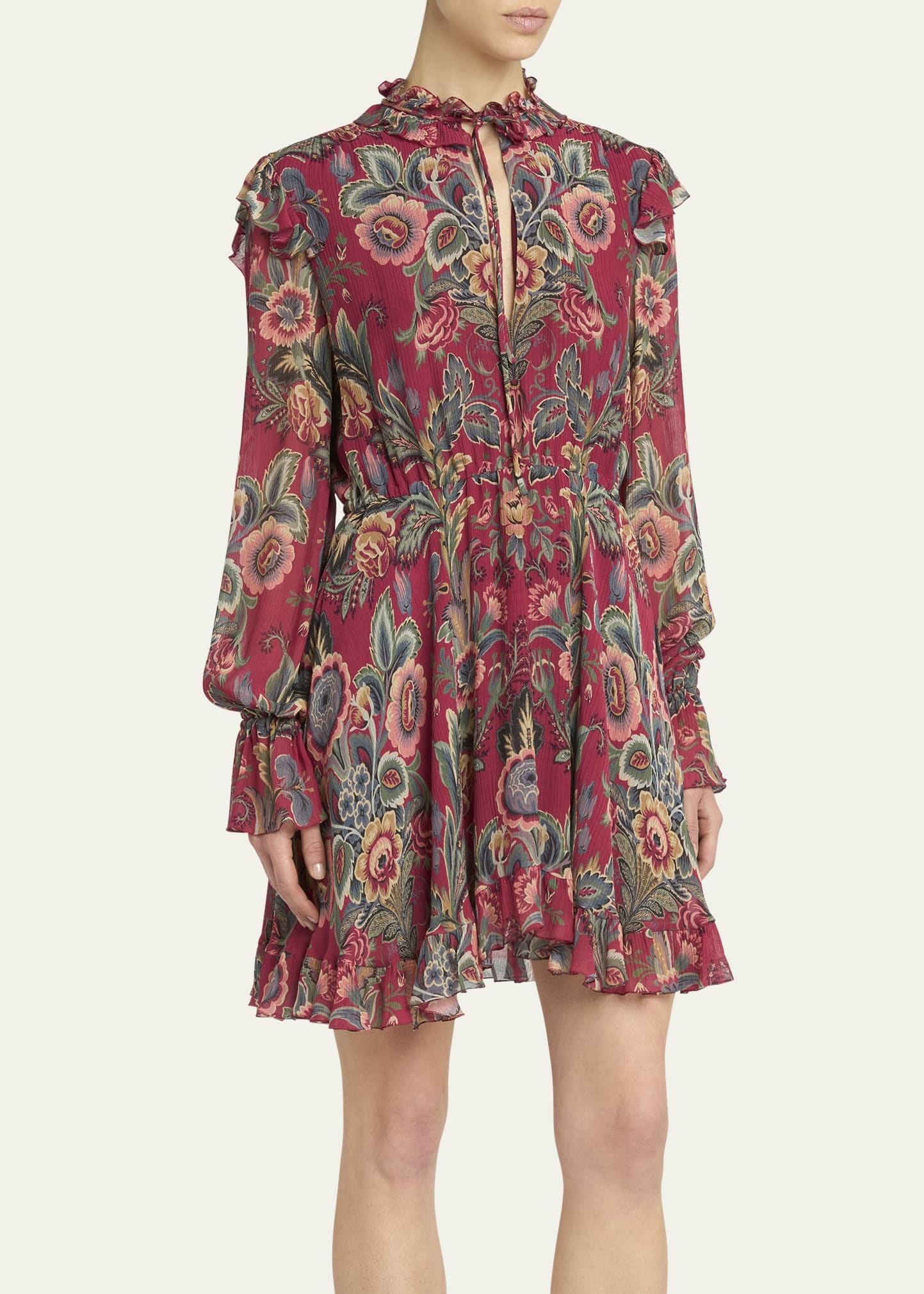Ruffled Long-Sleeve Mini Dress - 4