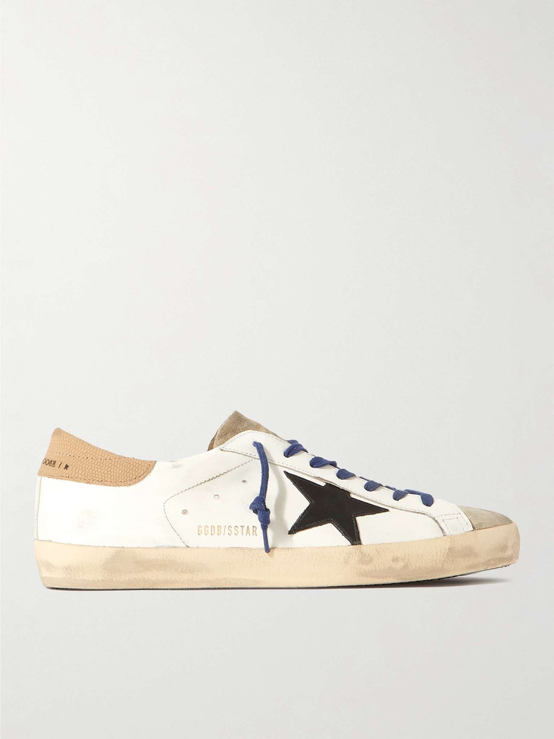 Superstar Distressed Leather and Suede Sneakers - 1