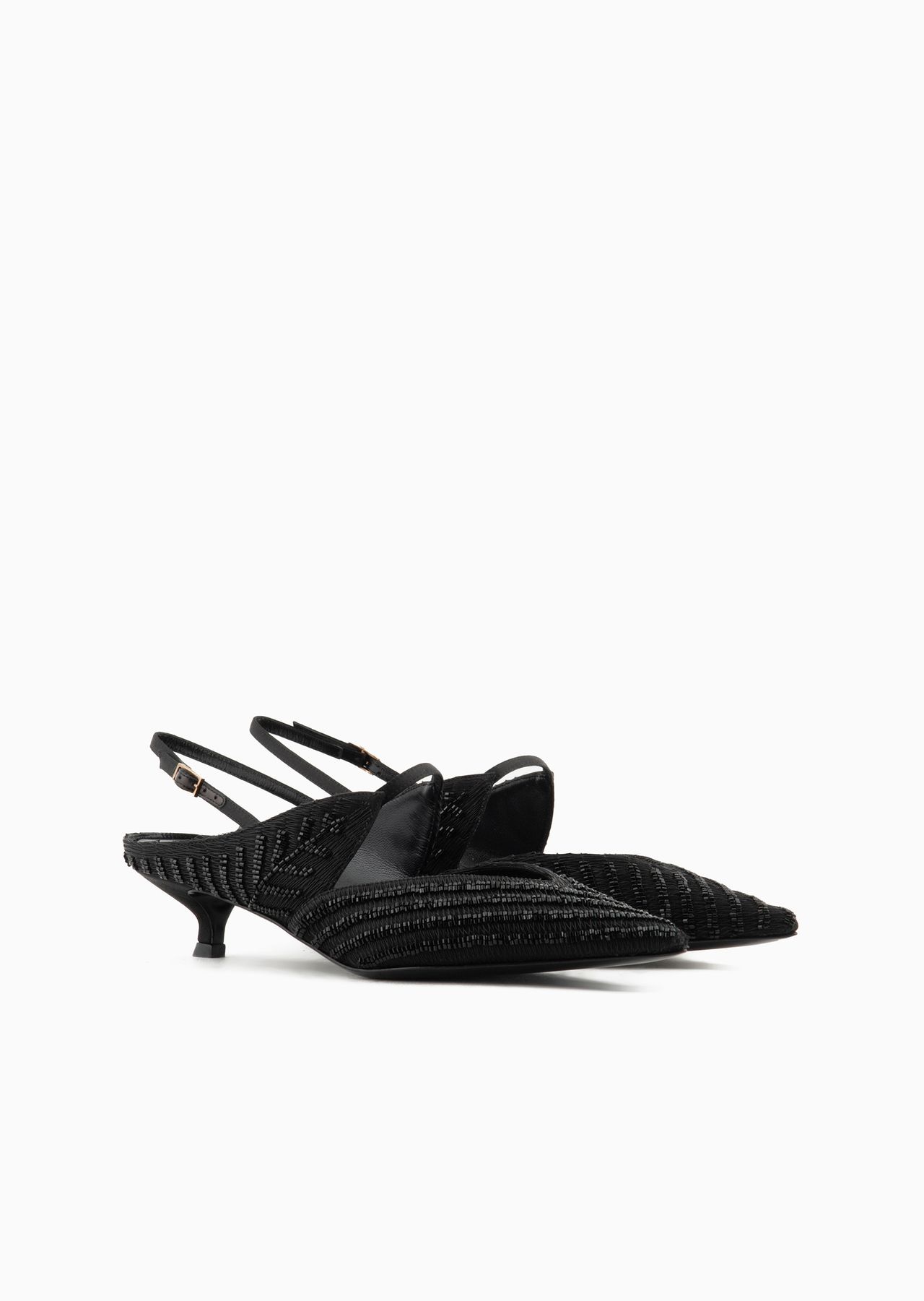 Satin slingbacks with bead embroidery - 2