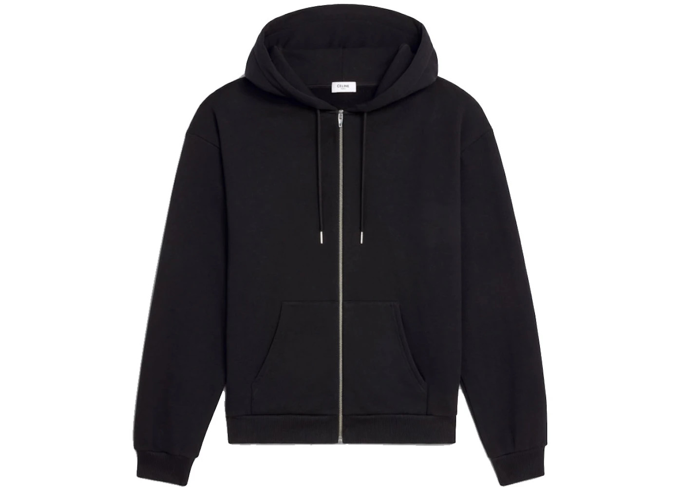 Celine Loose Sweatshirt In Cotton Fleece Black/White - 2
