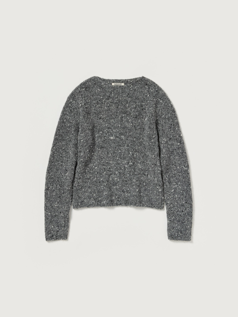 LOW-GAUGE HOMESPUN TWEED KNIT BOAT-NECK P/O 1