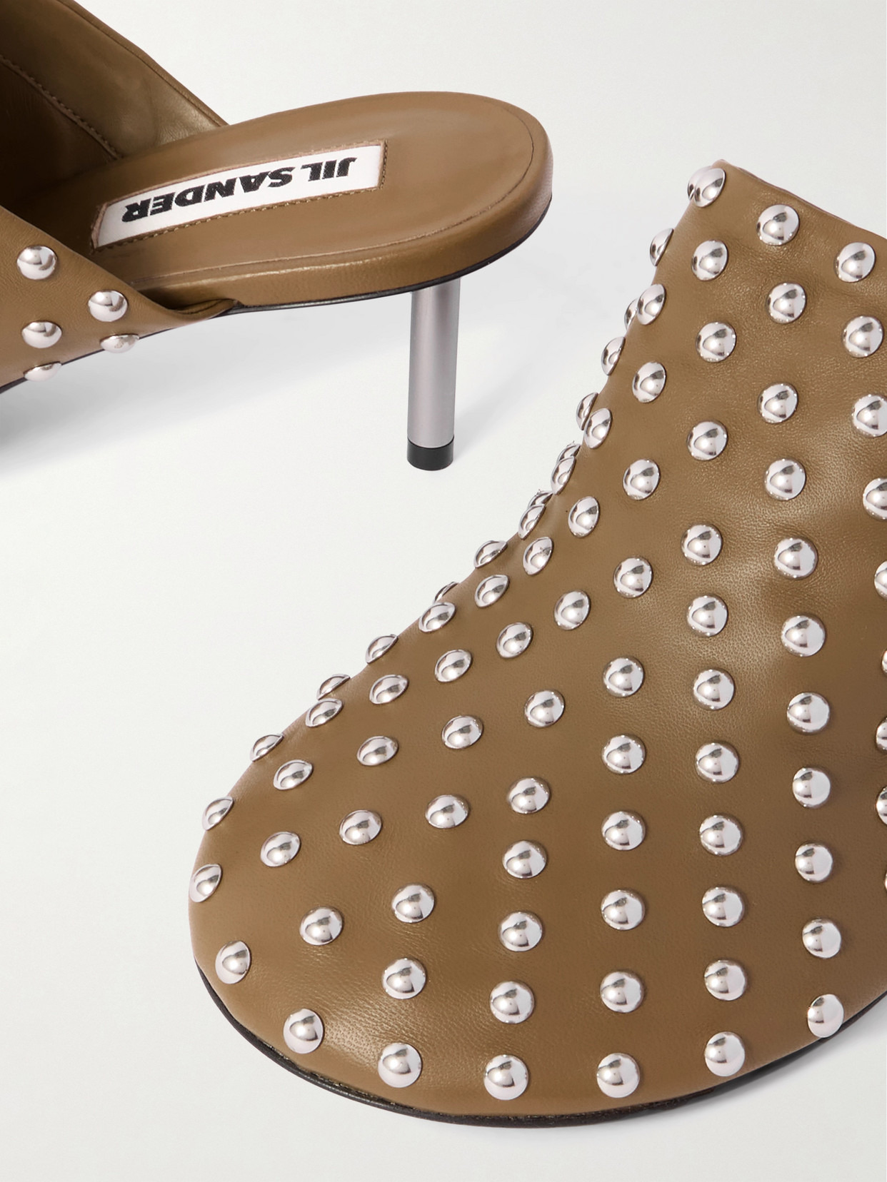 Studded Leather Mules - 4