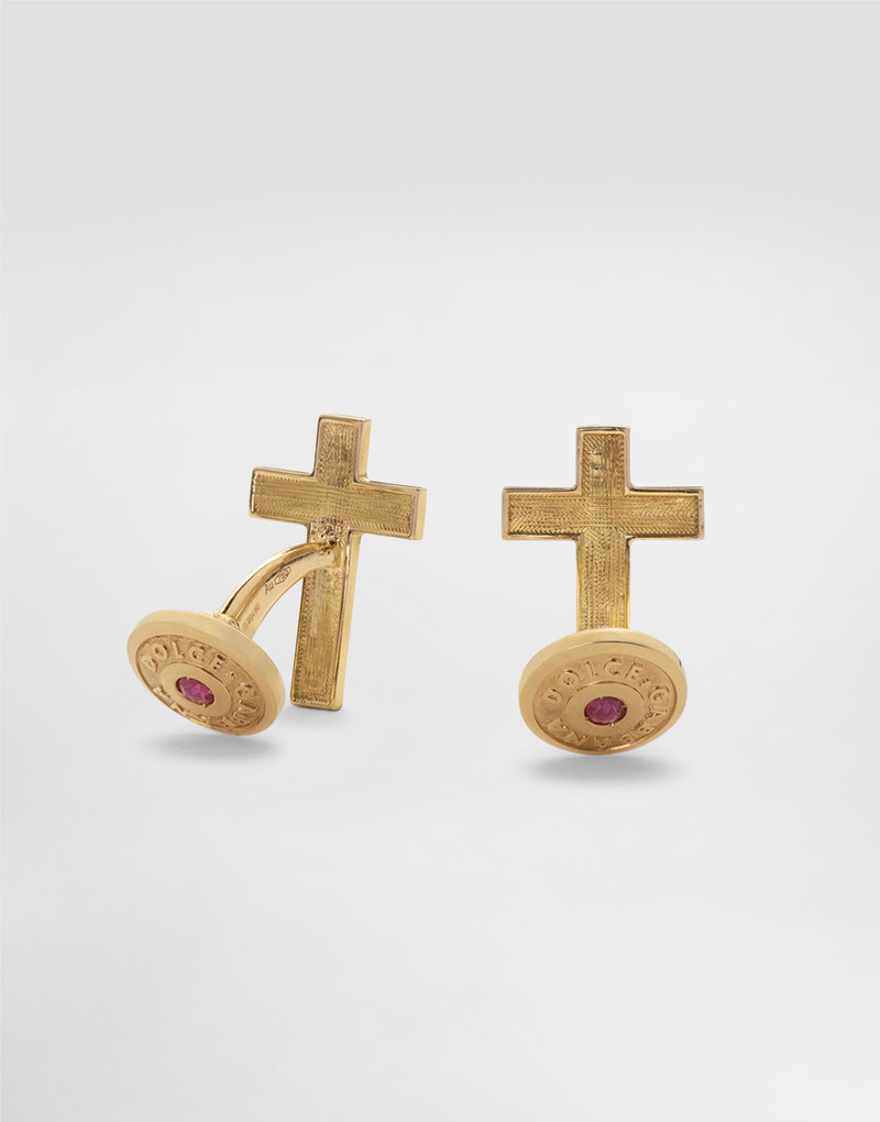 Dolce & Gabbana Sicily yellow gold cufflinks featuring a cross outlook