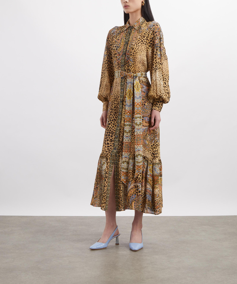 Etro Leopard-Paisley Midi Shirt Dress outlook